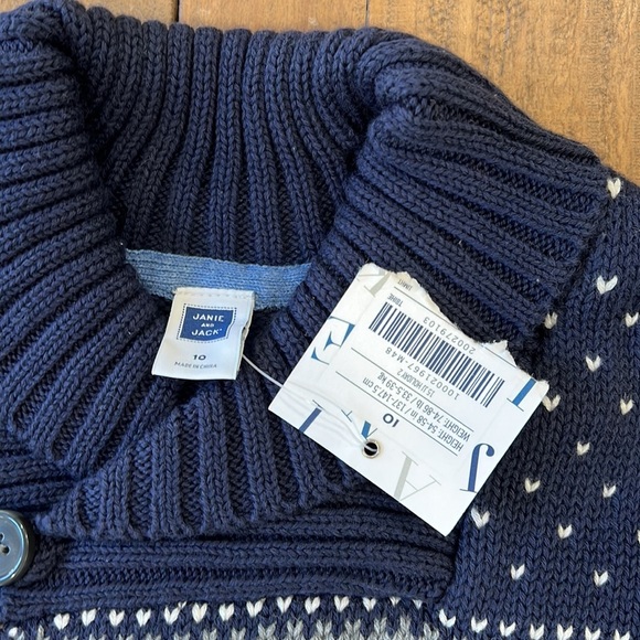 Janie and Jack navy fairisle cowl neck sweater - Picture 3 of 6